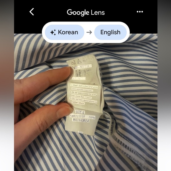 NICE CLAUP Striped Button-up Dress Shirt Light Blue White Made in Korea - Picture 11 of 16